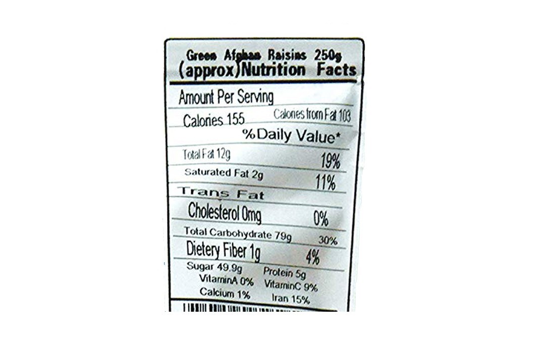 Food to Live Green Afghan Raisins    Pack  250 grams